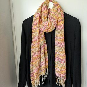 Orange prints fringe scarf